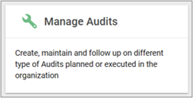 Manage all types of audits (internal and external) in your organization. 
From here new audits can be created and existing ones can be prepared, documented and followed up.