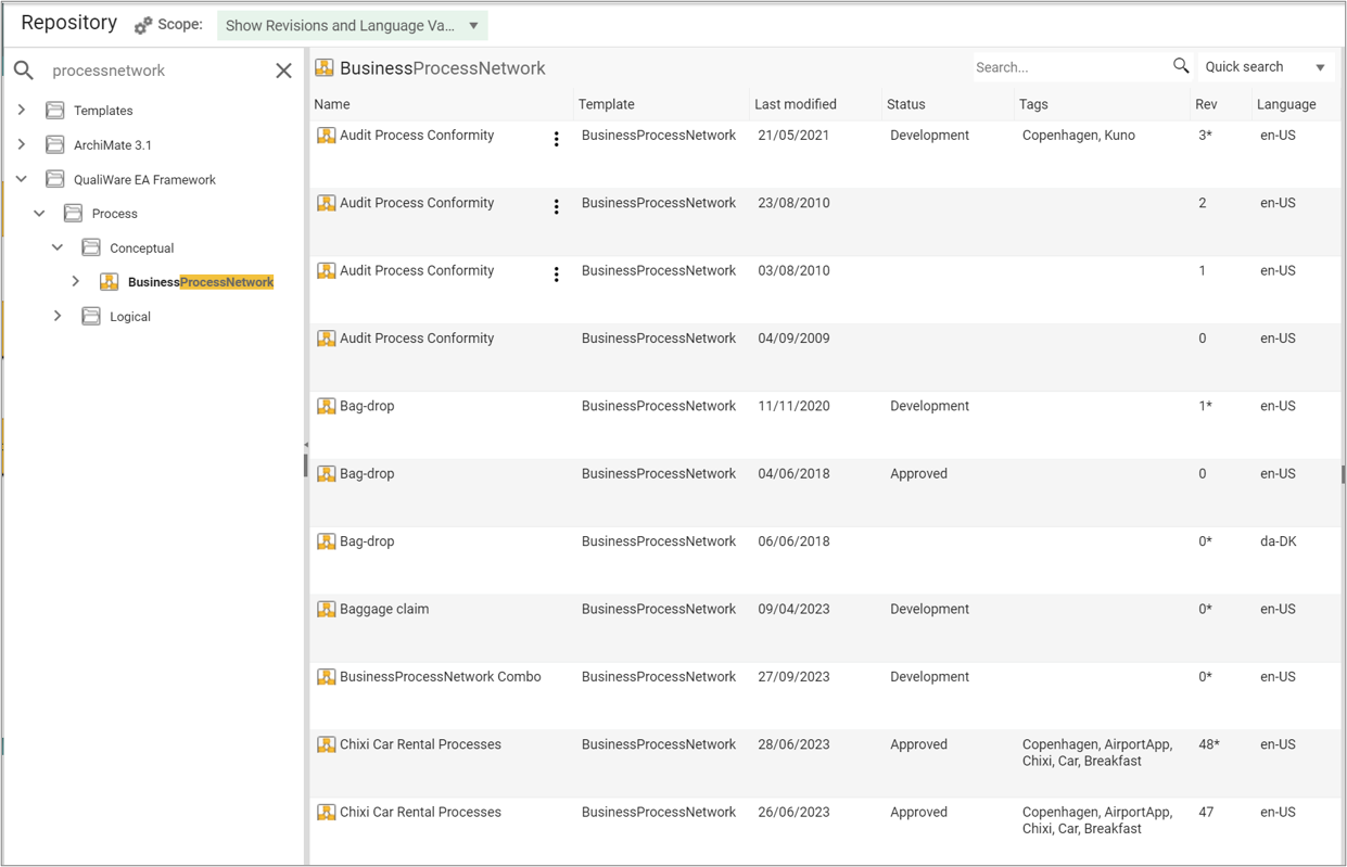 Repository Explorer | QualiWare Center of Excellence