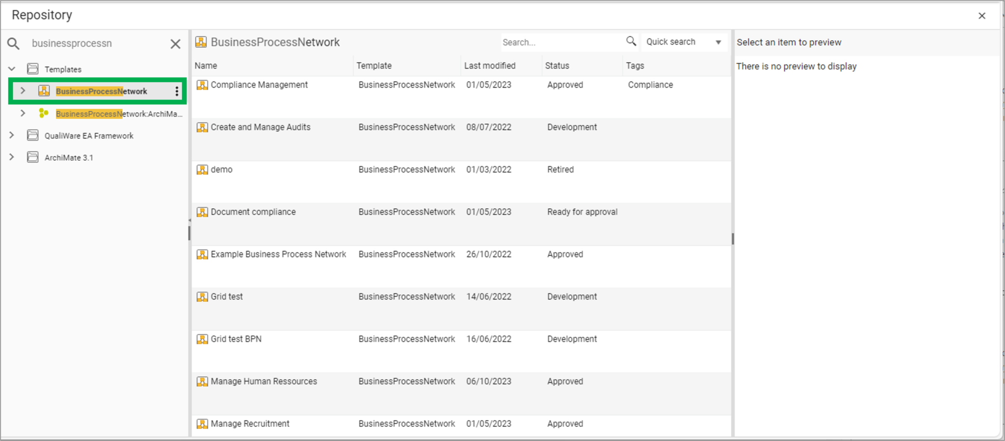 Repository Explorer | QualiWare Center of Excellence